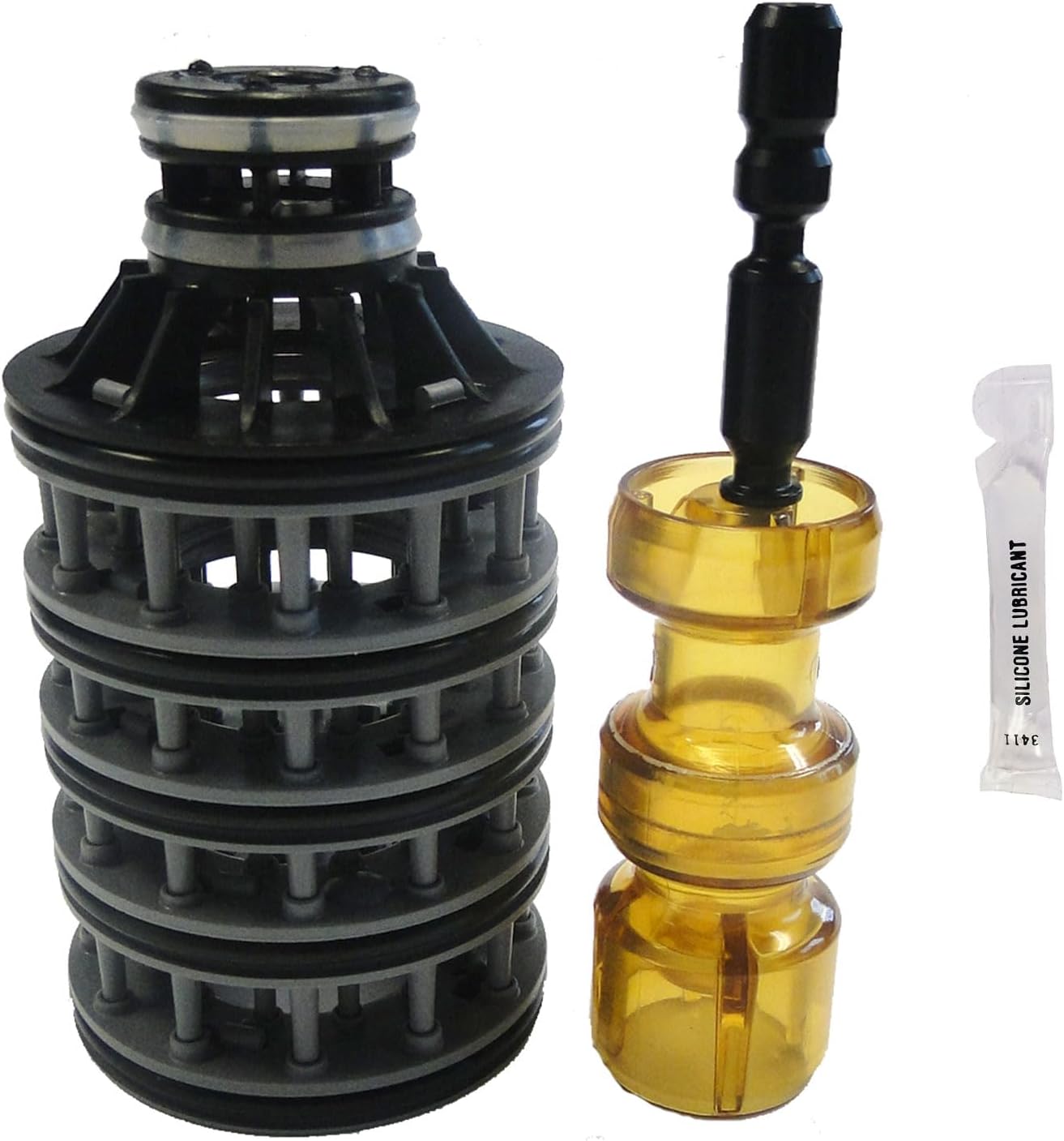 Soft Water Supply Parts Bundle - Clack WS1 Interior Parts Kit - Includes Seal Pack, Brine Piston, and Main Piston plus Silicone Lubricant for O-Rings - Authentic OEM Clack Parts