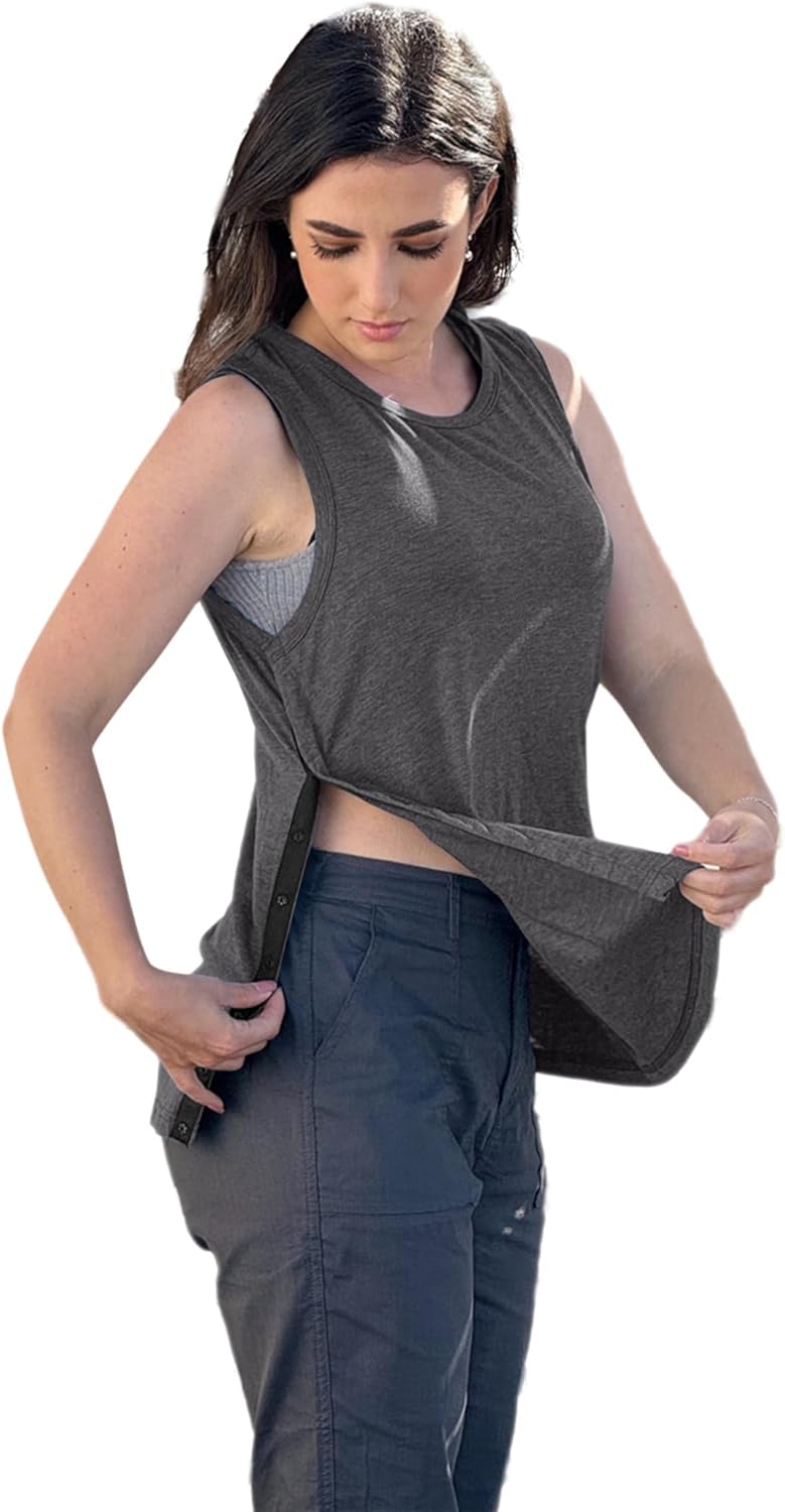 Deyeek Post Shoulder Surgery Shirts for Women Tear Away Snap Button Rotator Cuff Shirt Mastectomy Chemo Port Access Tank Tops - Image 2