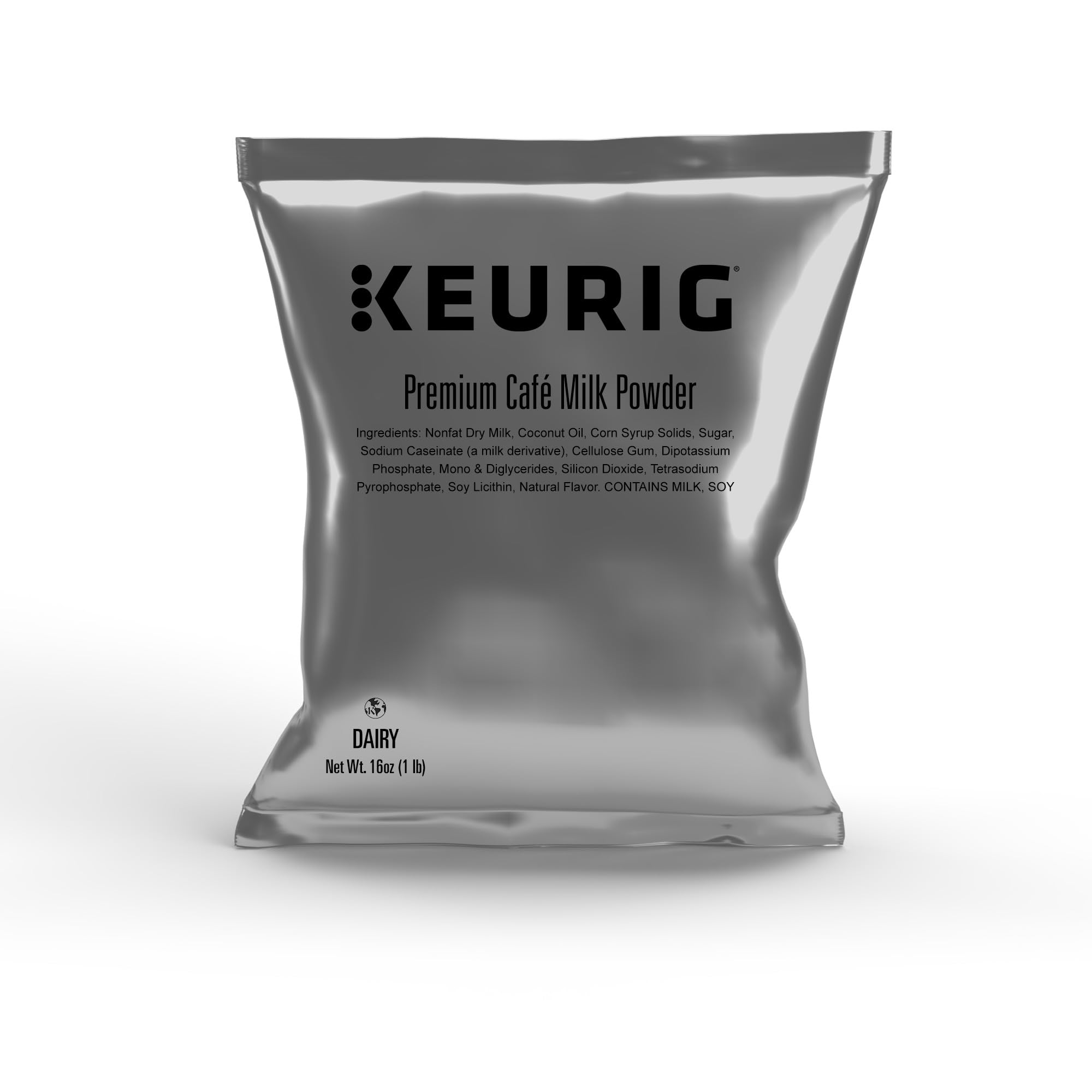 Keurig Premium Café Milk Powder, 1lb Bag, Specialty Beverage Base for Lattes & Cappuccinos, Makes About 30 Drinks, for Commercial Brewers, Contains Milk & Soy, 12 Pack
