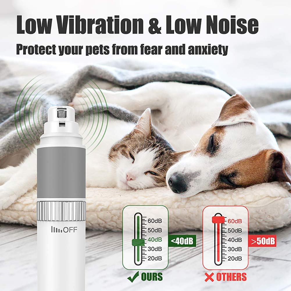 Lime À Ongles pour Chien Electrique, Ultra Silencieuse Moulin À Ongles Vitesse en Continu Coupe Ongle Lime Griffes Professionnel avec USB Rechargeable pour Chiens Et Chats
