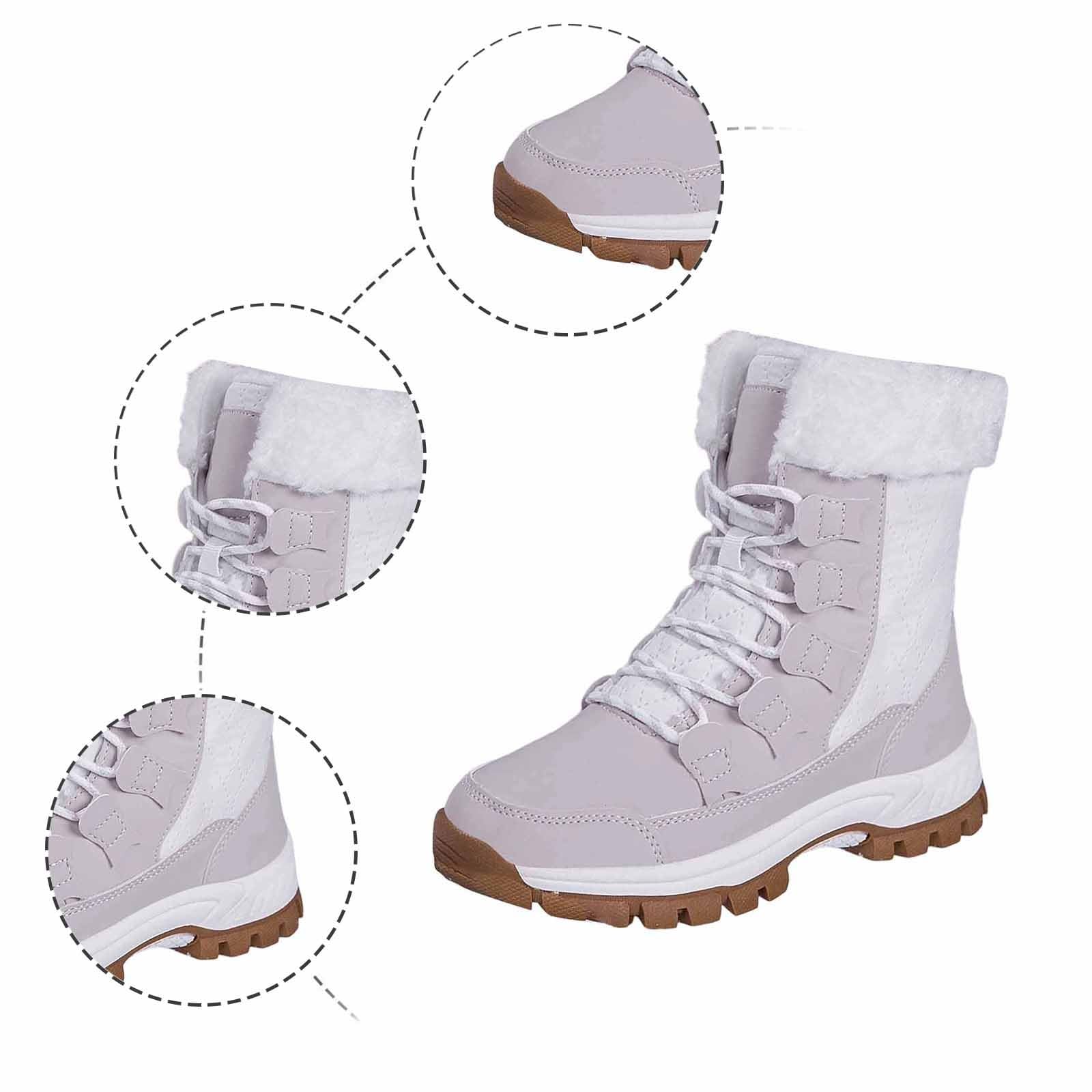 Scarpe da Neve 2026 Stivali Invernali Alla Moda, Foderati Antiscivolo, Isolati Per Il Freddo, con Plateau, Donna, Comode e Calde, Calzature Trekking Suola Spessa Trazione
