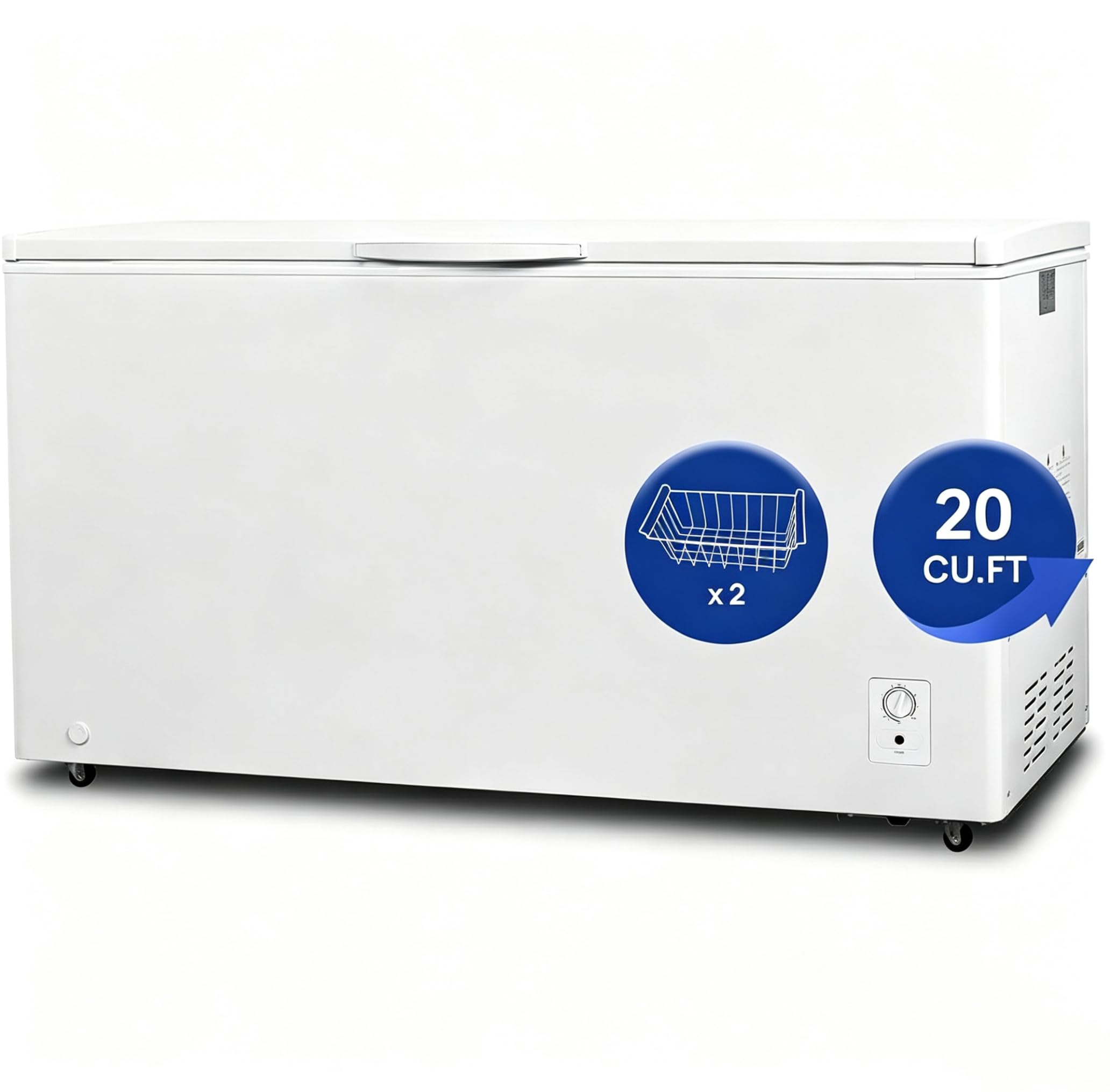 Smad 20.5 Cu. Ft. Garage Ready Chest Freezer, Deep Freezer with Top Opening, 7 Level Temperature Control, Easy Defrost Drain, for Storage, Large Family, Kitchen-29.8"D x 63.3"W x 34.5"H on Fridge.com