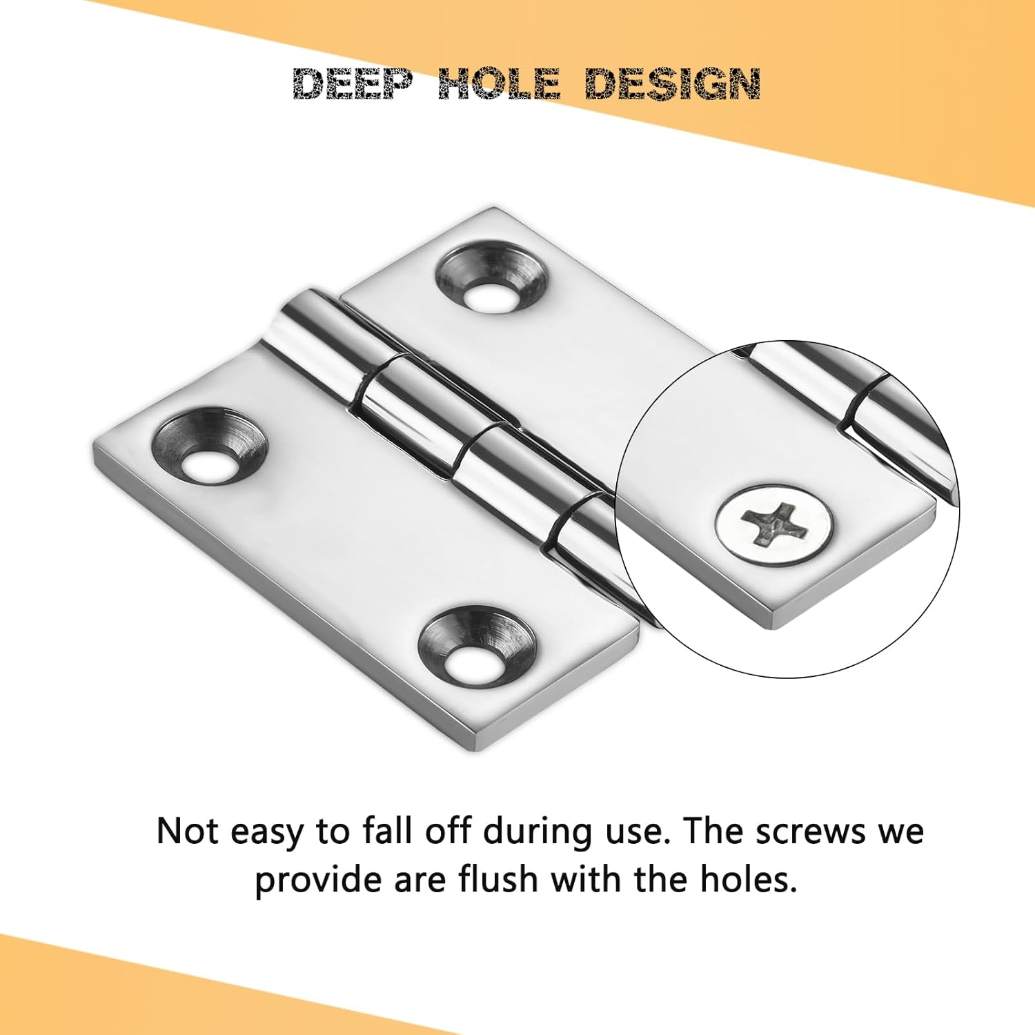 Heavy Duty Marine Boat Hatch Hinges 316 Stainless Steel, 2 x 2 Inch, Sturdy Deck Cabinet Door Hinges with Screws (Pack of 6)