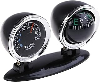 QXPDD Car Thermometer Compass Ball Dashboard 2 in 1 Outdoor Travel Car Dashboard Compass Thermometer Boat Truck Bike Vehicles Hiking Hunting Navigation Guide