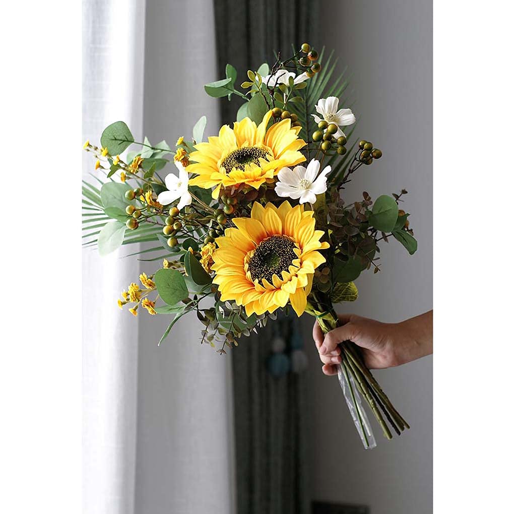 Amazon｜造花 フラワーアレンジメント 花瓶付き ひまわり 北欧風