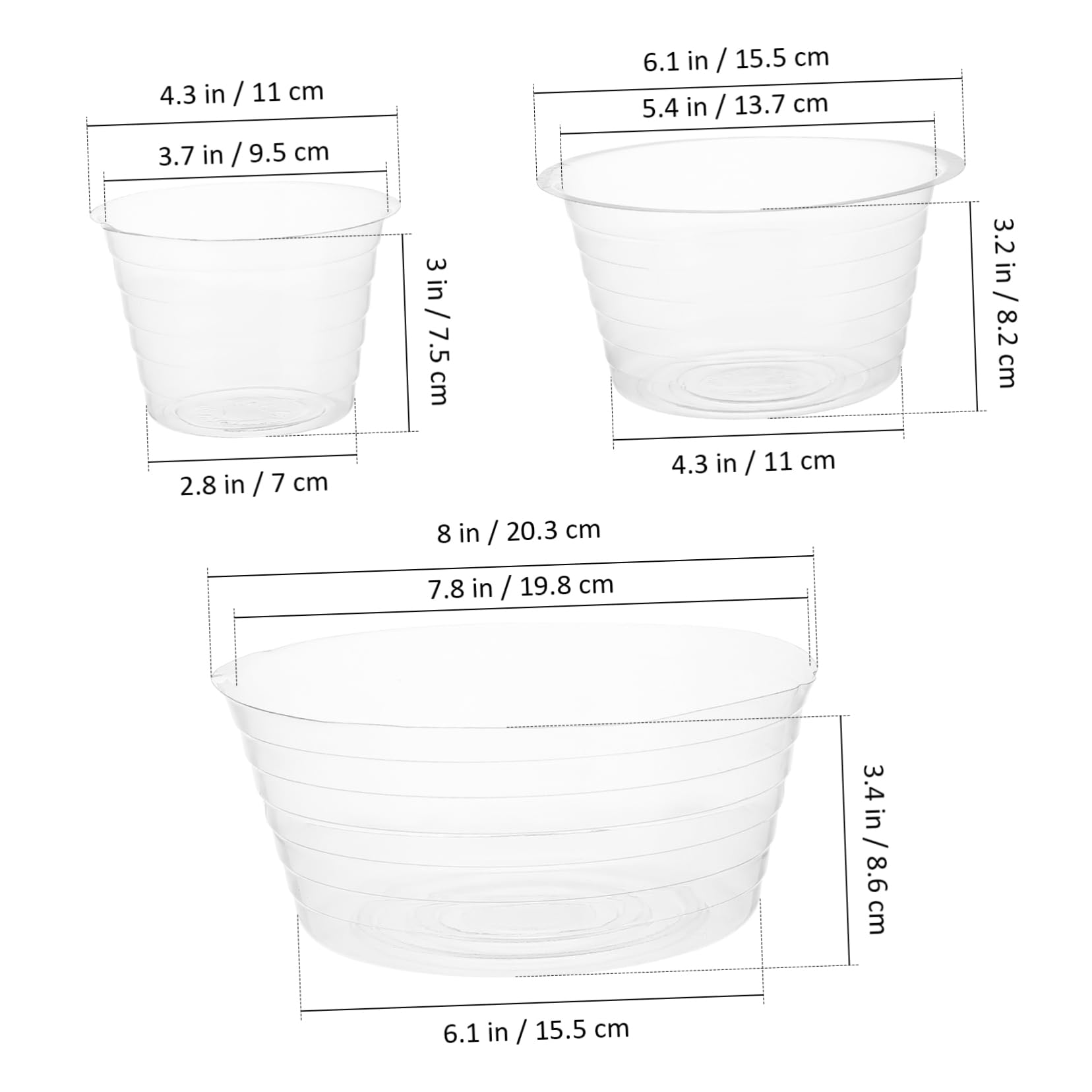 VICASKY 15Pcs Clear Plastic Planter Liners for Nursery Pots Easy to Use Water Catcher Trays for Hanging Plants and Flowerpots