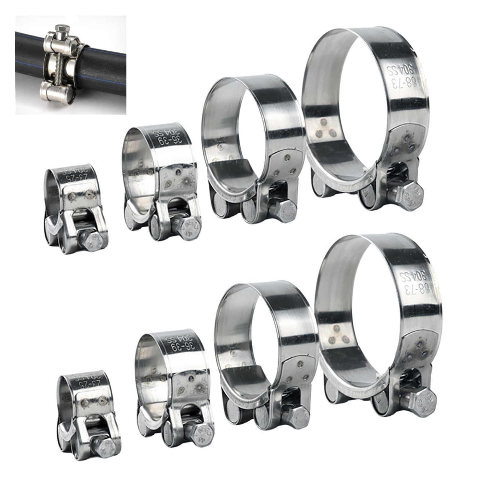 Abrazaderas De Manguera De Perno De Alta Resistencia, Abrazadera De Tubo De Banda Ancha Hexagonal Ajustable Fuerte De Acero Inoxidable 304, 17-85MM, 1 Ud.