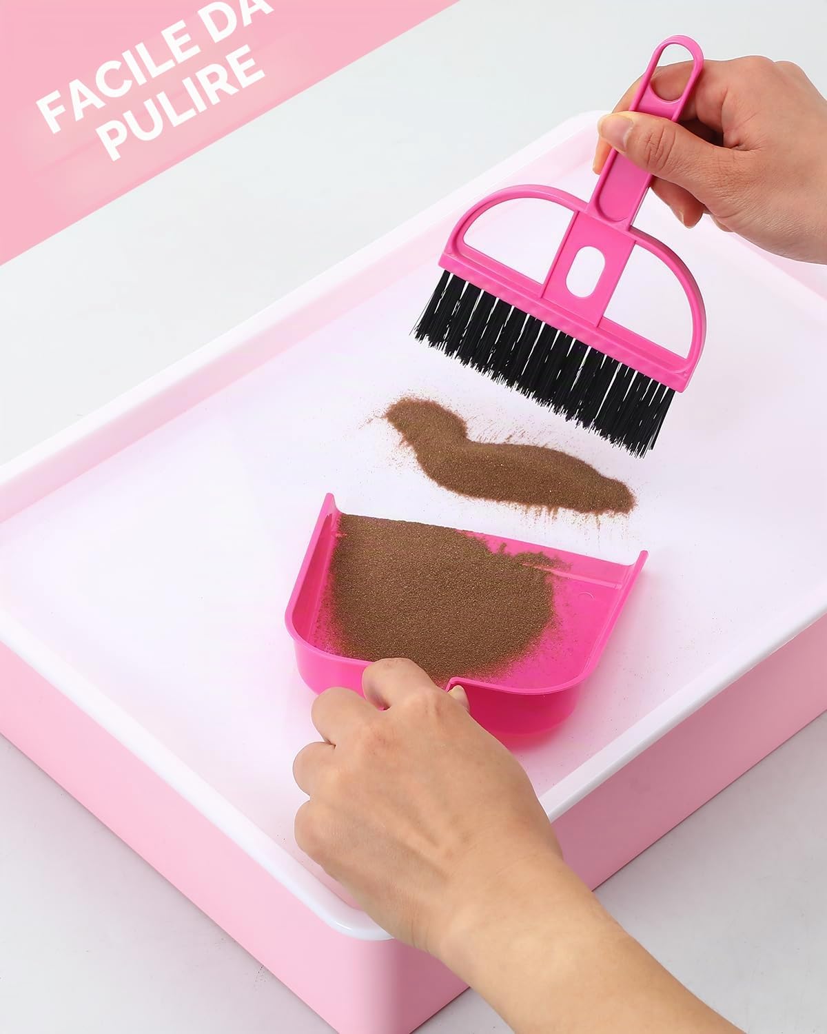 AtMini - Scatola luminosa per pittura a sabbia, con 4 confezioni di sabbia naturale, set con vassoio per la sabbia, per bambini a partire dai 3 anni in su (rosa)
