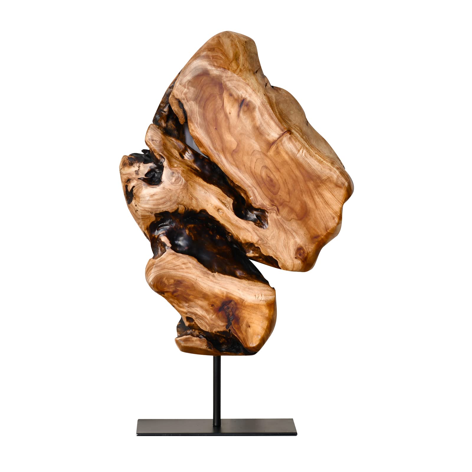 WELLAND Irregular Cedar Wood Root Sculpture Decoration, Natural Edge Tabletop Statues, Handmade Ornaments Décor for Home Office