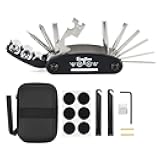 WOTOW Bike Repair Tool Kit - 16 in 1 Bicycle Multitool Portable Mountain Bike Tool Cycling Maintenance, Bike Hex Key Wrench & Bike Tube Patch Kit & Tire Lever & Hard Carrying Case (16 in 1)