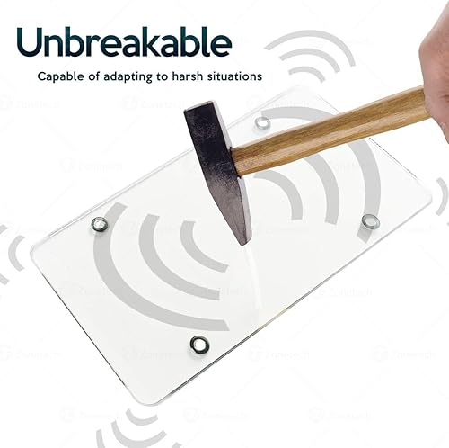 Miniatura 3 de ZONETECh Paquete de 2 protectores transparentes irrompibles para matrícula, protectores gruesos planos y duraderos