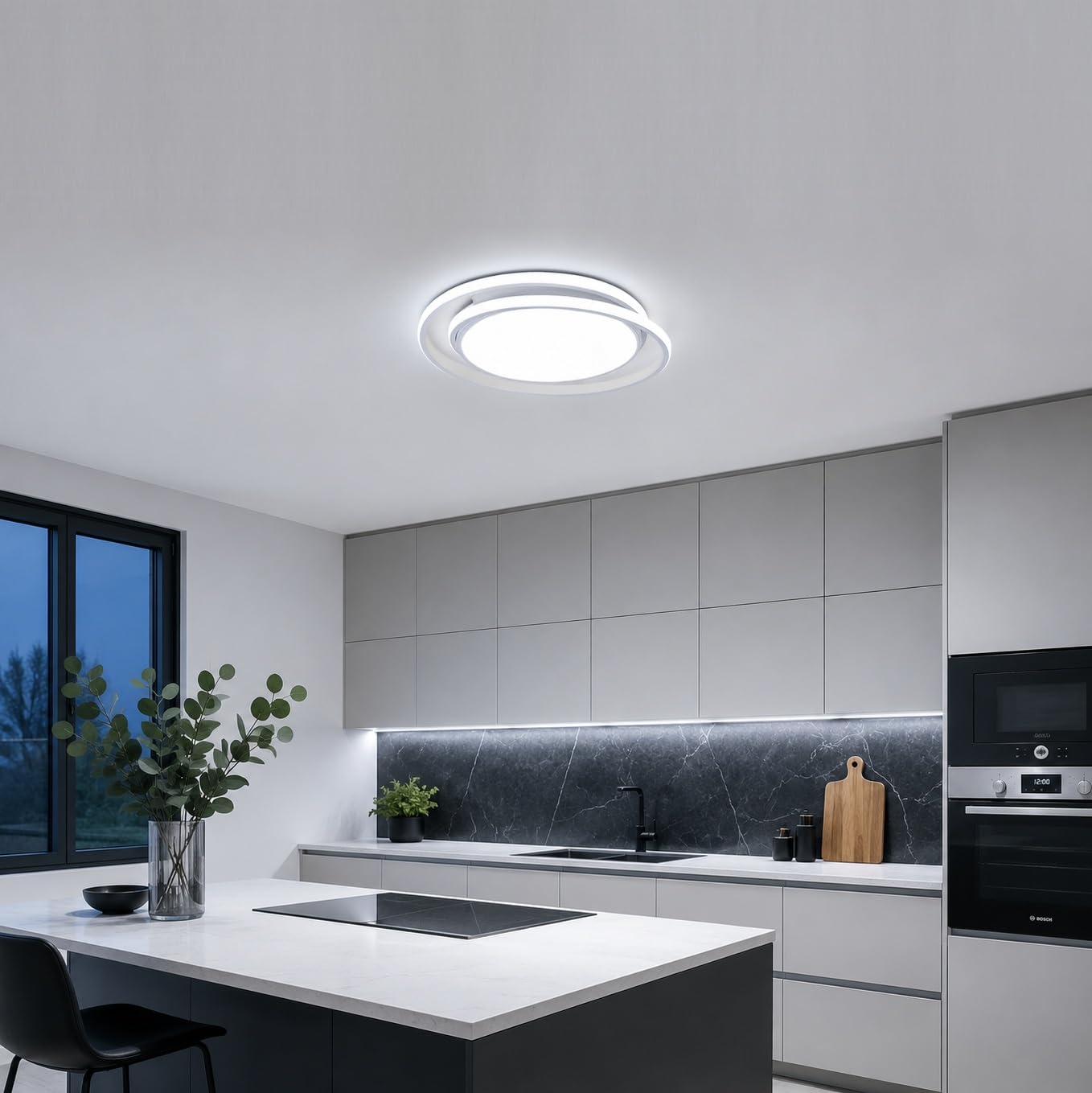 TOT ELECTRIC Plafoniera LED Rotonda 65W da Soffitto Design Moderno Bianco | Luce Naturale, Fredda, Calda, Per Camera e Cucina, Forma a Cerchio, Risparmio Energetico, Installazione a Soffitto