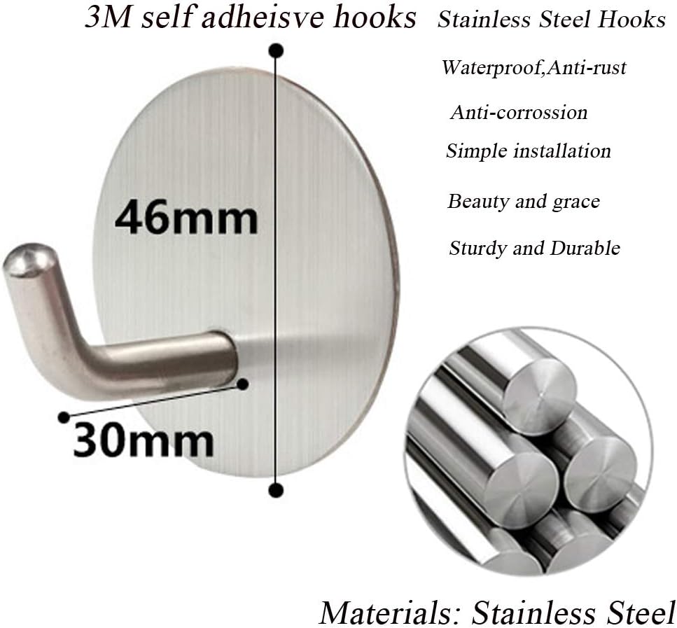 Meirenda Self Adhesive Hooks, Removable Wall Hooks Sticky Hangers Heavy Duty Bathroom Towel Sticky Adhesive Wall Hanging Hooks for Office Home Robe Kitchen Keys Bags (Gray Round 5 Pack)
