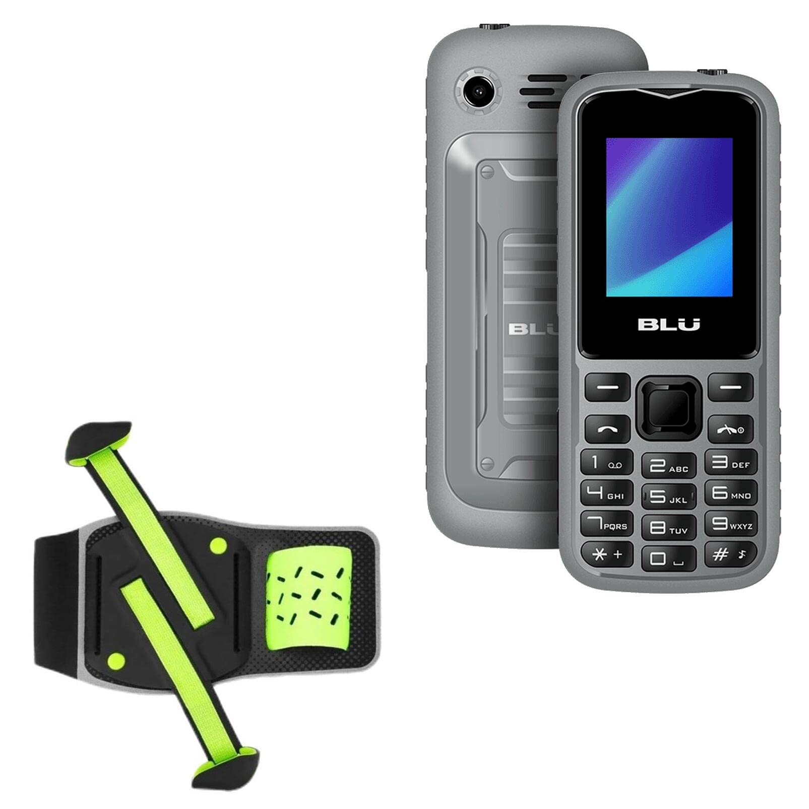 BoxWave Holster Compatible with BLU Tank Mini - FlexSport Armband, Adjustable Armband for Workout and Running - Stark Green