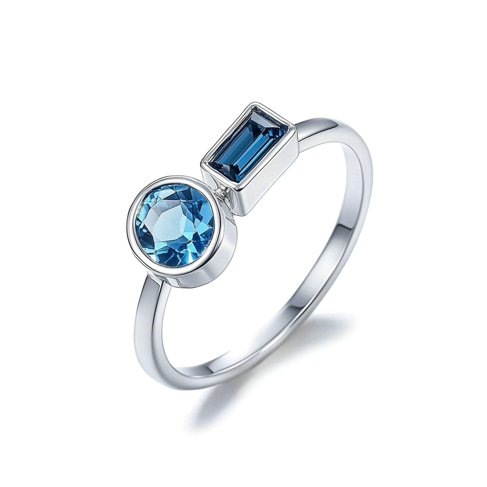Anillos de oro real para mujer, anillos de boda con topacio, elegante anillo de compromiso, anillo de oro blanco para mujeres