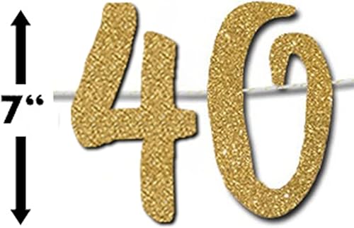 Miniatura 3 de Cartel de Cheers to 40 Years  Papel de cartulina con purpurina de alta calidad  Texto más grande para una mejor visibilidad  Decoración perfecta