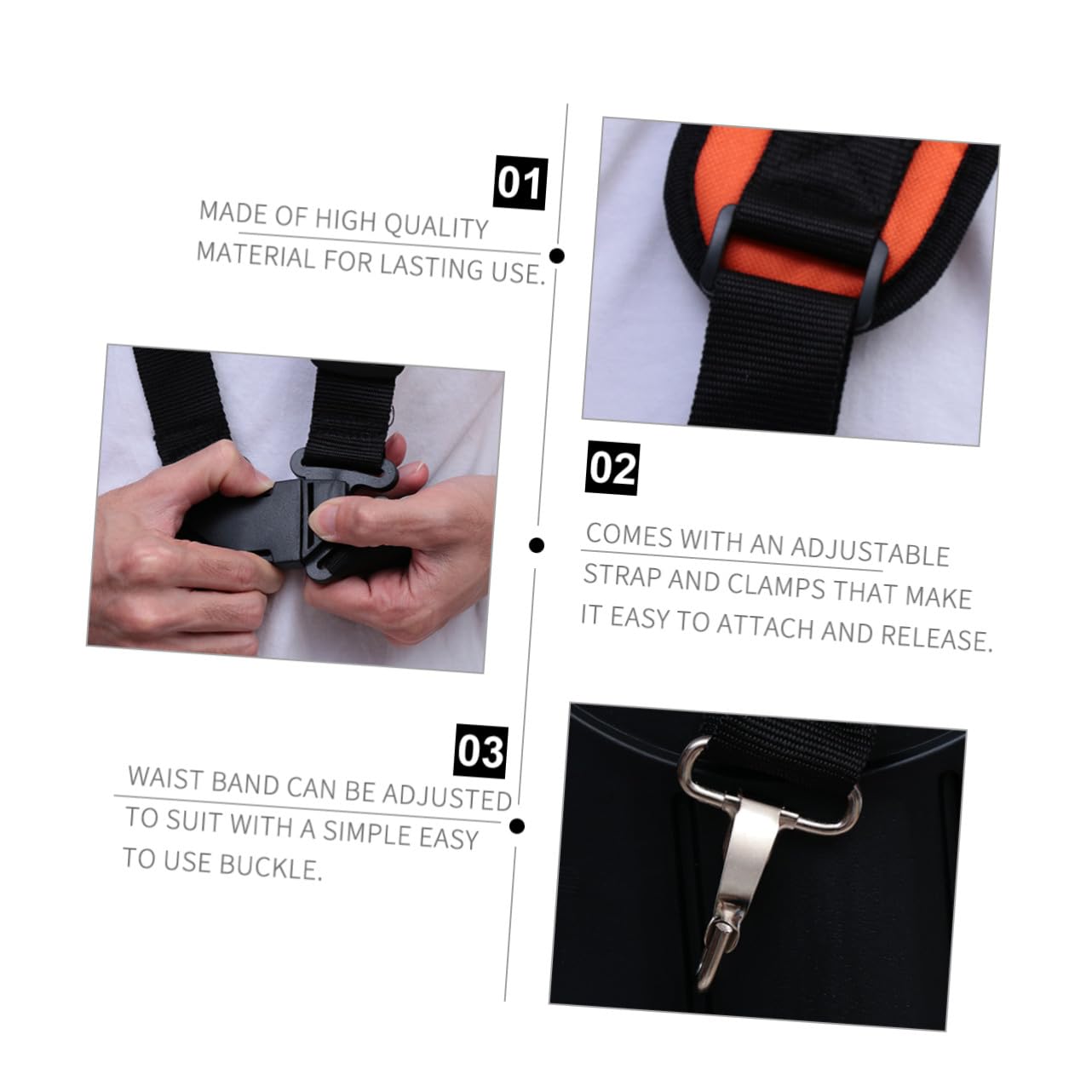 Imbracatura per Decespugliatore a Y Doppia Spallina | Cintura Imbottita Oxford Nero, Cinghia Regolabile e Fascia Vita, per Strimmer e Brush Cutter