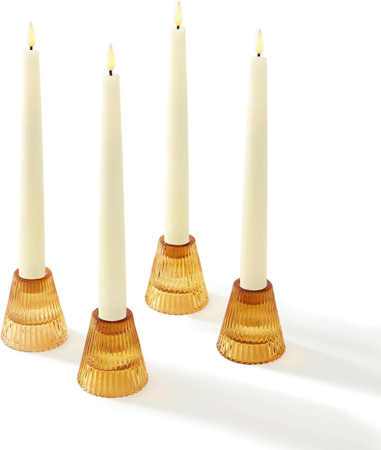 LampLust Glass Candle Holders for Votive Candles, 4 Pack, 3 Inch Amber Candle Holders, Reversible Votive & Candlestick Holders for Spring Decor, Table Centerpieces, Wedding & Home Decoration - Image 9