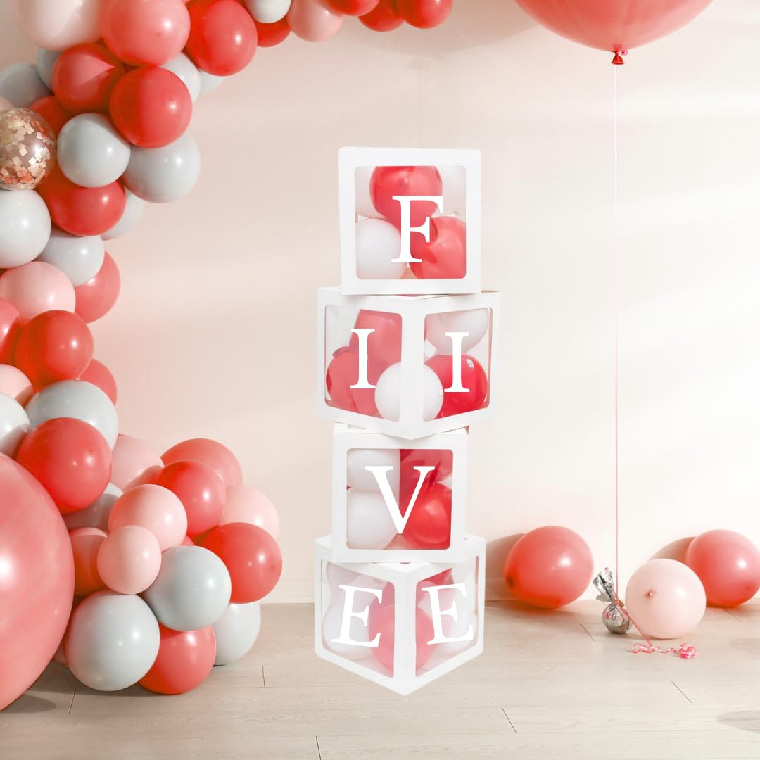 FIVE' Balloon Box Set - Stylish Lettered Decor for Fifth Birthday & fifth Aniversary Celebration (FIVE Birthday Box) (FIVE Balloon Box - 9 pcs set)-image-34