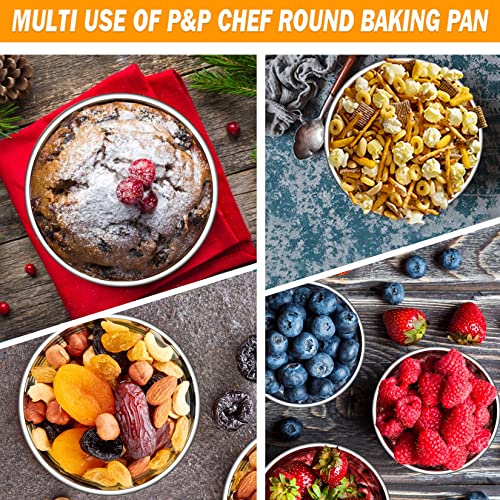 P&P Chef 4 Inch Small Cake Pan Set Of 4, Stainless Steel Baking Round Cake Pans Tins Bakeware For Mini Cake Pizza, Quiche, Non Toxic & Healthy, Leakproof & Easy Clean, Mirror Finish & Easy Releasing #TOP5