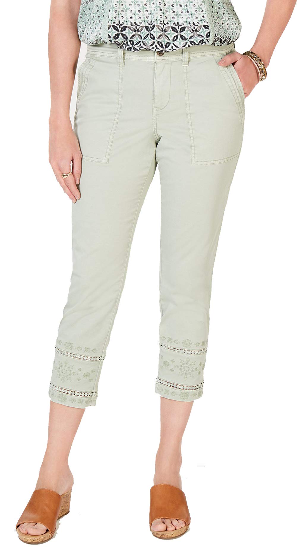 Style Co Embroidered-Hem Capri Pants