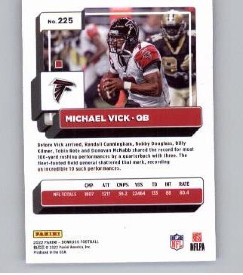 Miniatura 2 de 2022 Donruss Press Proof Blue #225 Michael Vick Atlanta Falcons NFL Football Trading Card