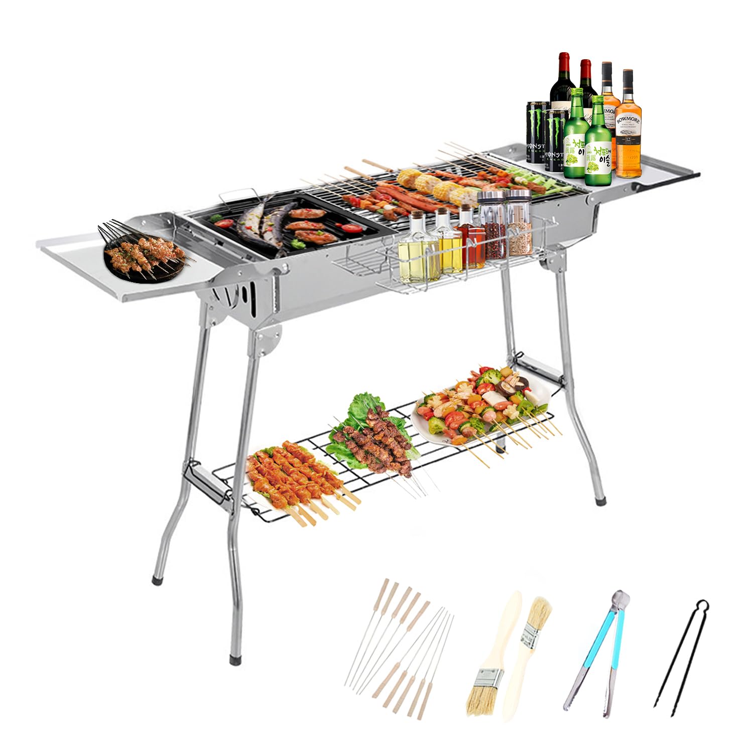 Barbecue au charbon de bois en acier inoxydable durable haute qualité