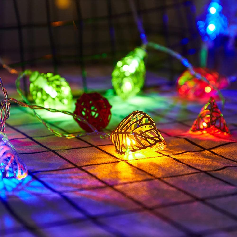 guirnaldas luminosas, Luces de cadena hojas doradas creativas | hadas hierro forjado | decorativas LED con pilas for bodas, Navidad, cumpleaños, vacaciones(Colourful,4.9FT(10LED))