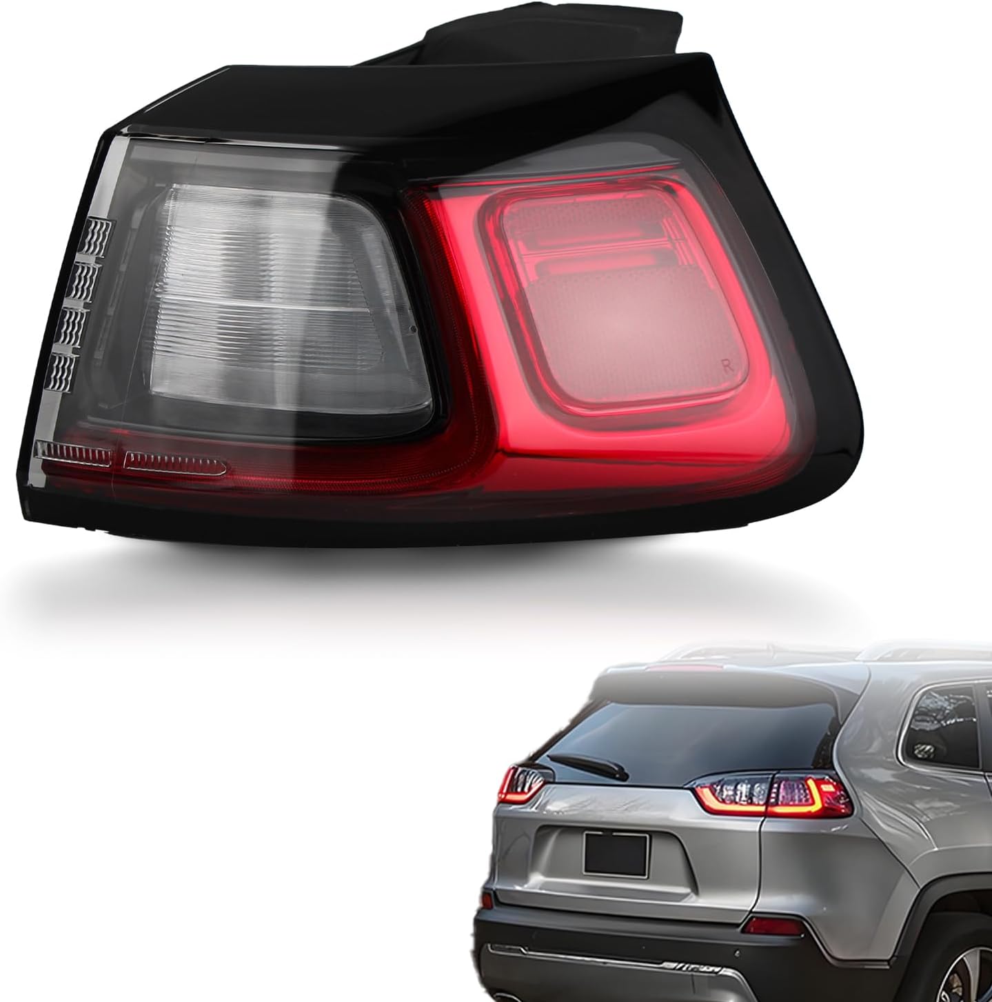 LED Tail Light Compatible with 2019 2020 2021 2022 2023 Jeep Cherokee Outer Rear Brake Lamp Taillights (Right Passenger Side) Replace CH2805119 68275958AF