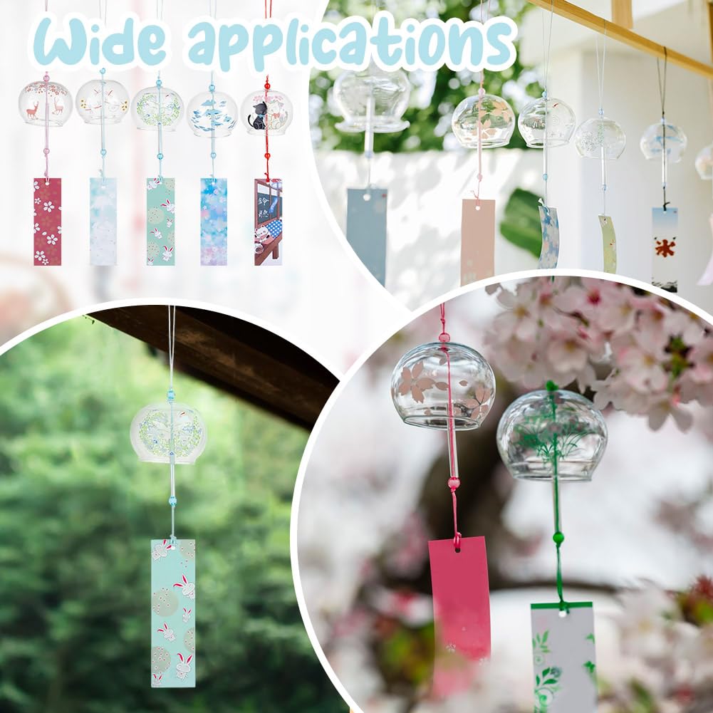 OLYCRAFT Lot de 5 cloches à vent japonaises en verre fabriquées à la main sur le thème des animaux - 5 styles - Pendentifs créatifs à suspendre pour la maison, le jardin, un mariage, une décoration