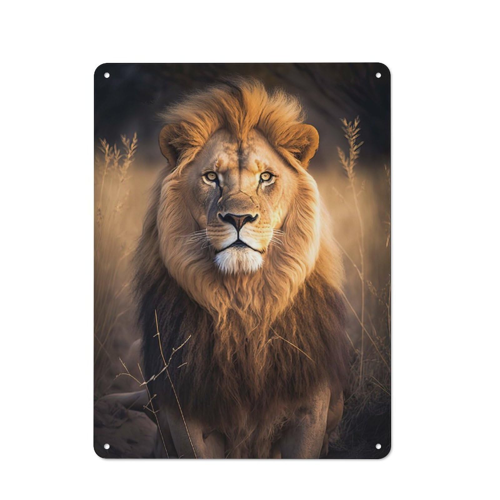 Junmoney Majestic Lion 01 Retro Metal Wall Sign 40X30cm Featuring For Hallway Wall, For Garage, Workshop And Man Cave Decoration
