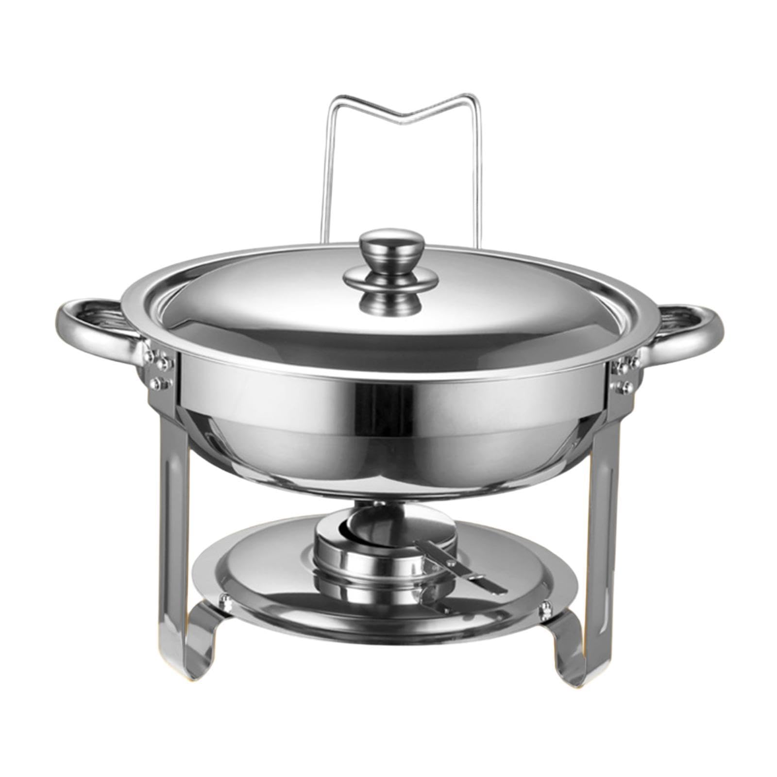 Calentador de Buffet Redondo de Acero Inoxidable con Tapa. Fácil de Usar. Ideal para Recepciones, Y Fiestas, Argén, Individual