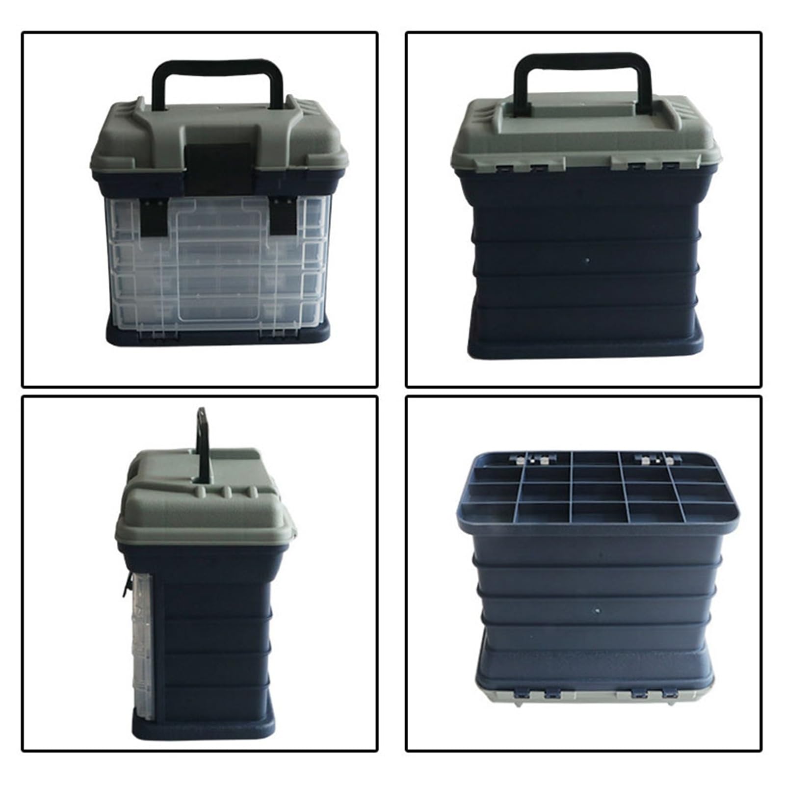 Cassetta Portautensili A 4 Livelli, Organizer Multi Scomparto Minuteria Con Vano Superiore E Scomparto Per Attrezzatura Da Pesca(Red)