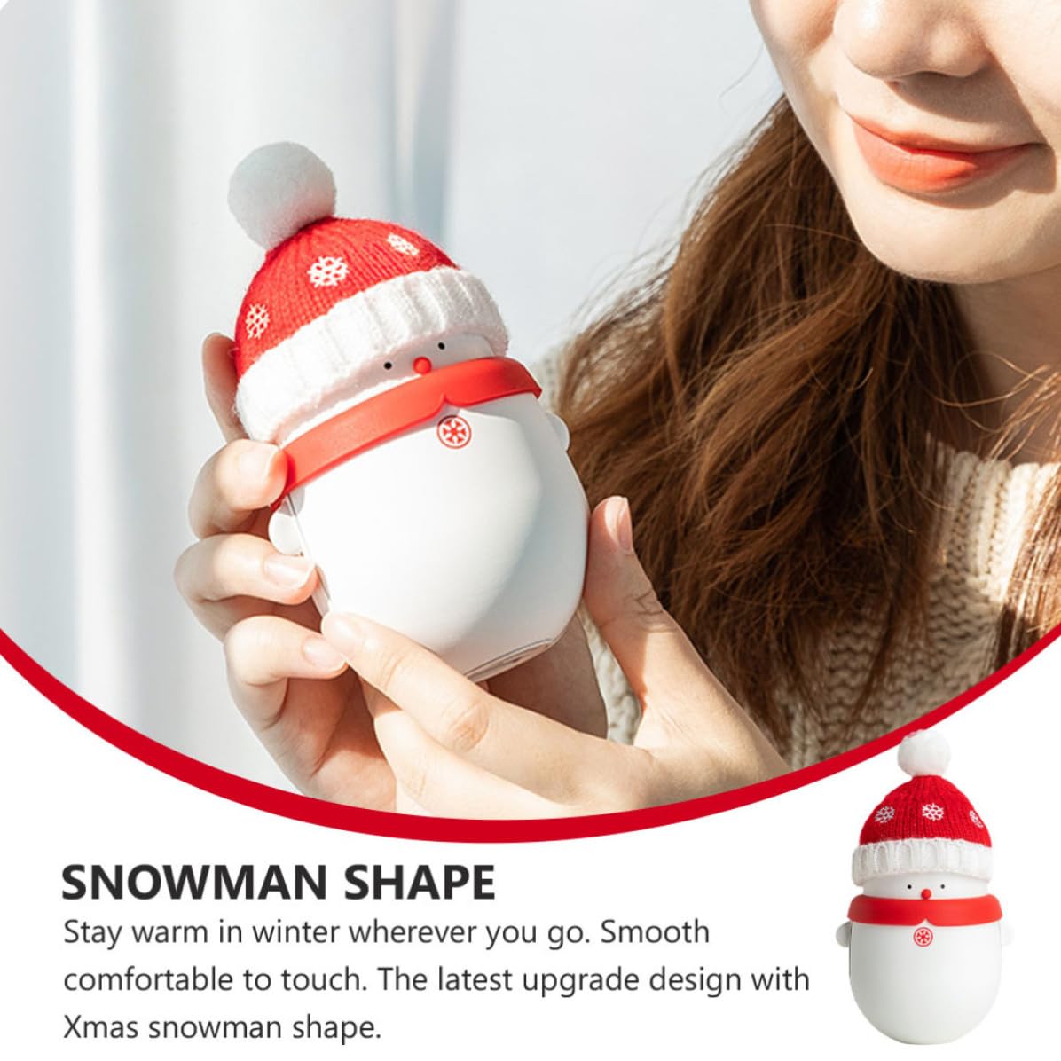 Weihnachts Schneemann Powerbank mit Handwärmer 6000mah Rot