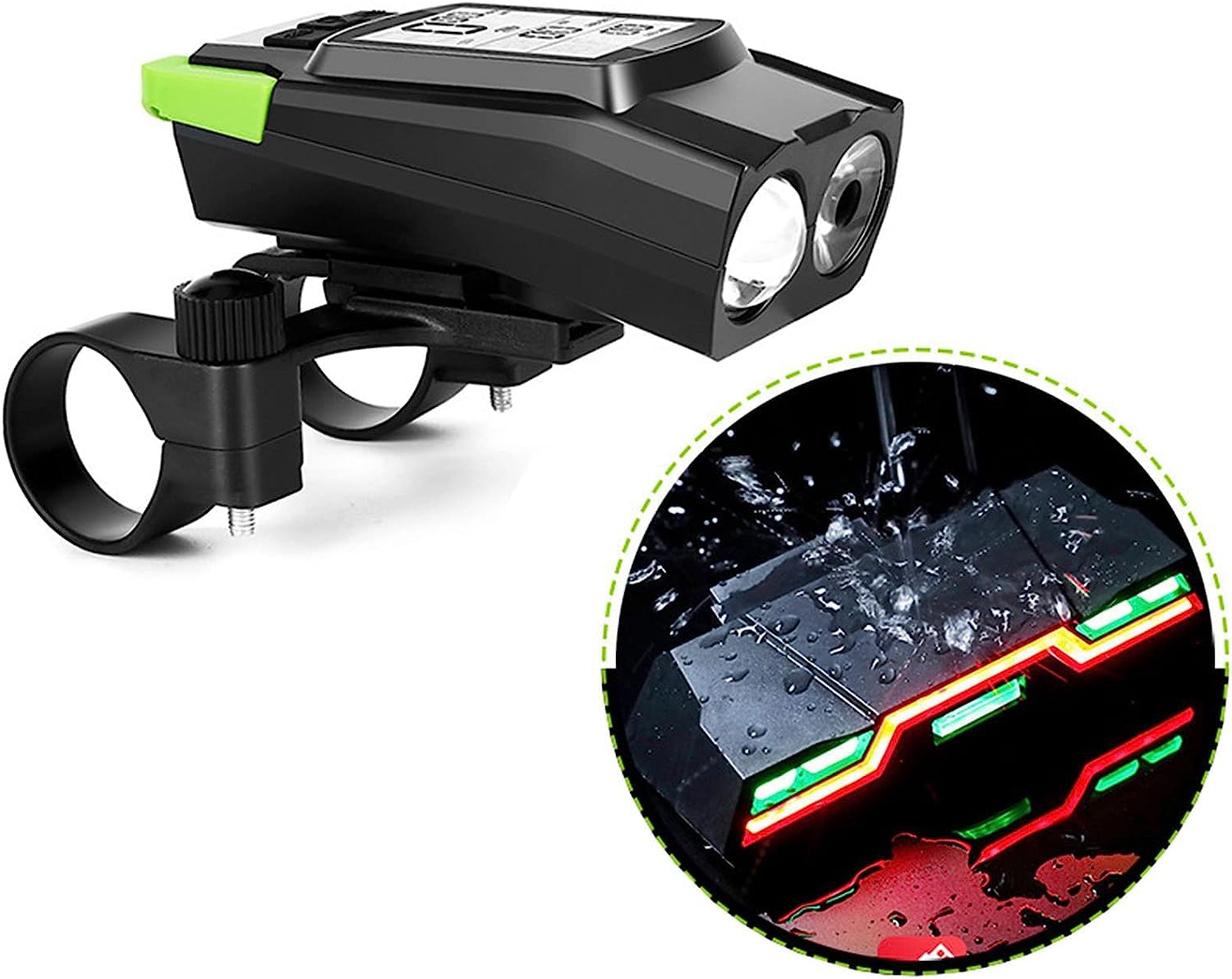 Prędkościomierz Bezprzewodowy licznik rowerowy, wielofunkcyjny rowerowy licznik kilometrów 3 w 1 + głośnik + światła Ładowanie przez USB z trójkolorowym światłem tylnym Przebiegomierz