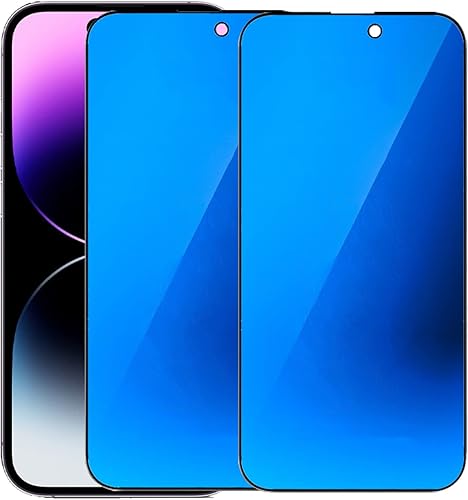 Miniatura 9 de BWEDXEZ 2 protectores de pantalla de vidrio templado anti-espía de privacidad anti-azul, película antiespía compatible con iPhone 14 Pro Max, 6.7