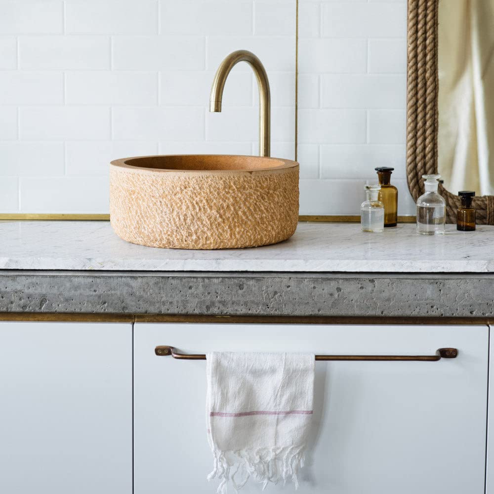 Yellow stone handcrafted Round Basin over Table from jaisalmer Bathroom Sink, Wash Basin Over Counter, Wash Basin For lobby Bathroom (5 IN high x 15 IN diameter.) (Yellow Marble-semi Matt finish) (B0C2VVS6Q7) Amazon Price History, Amazon Price Tracker