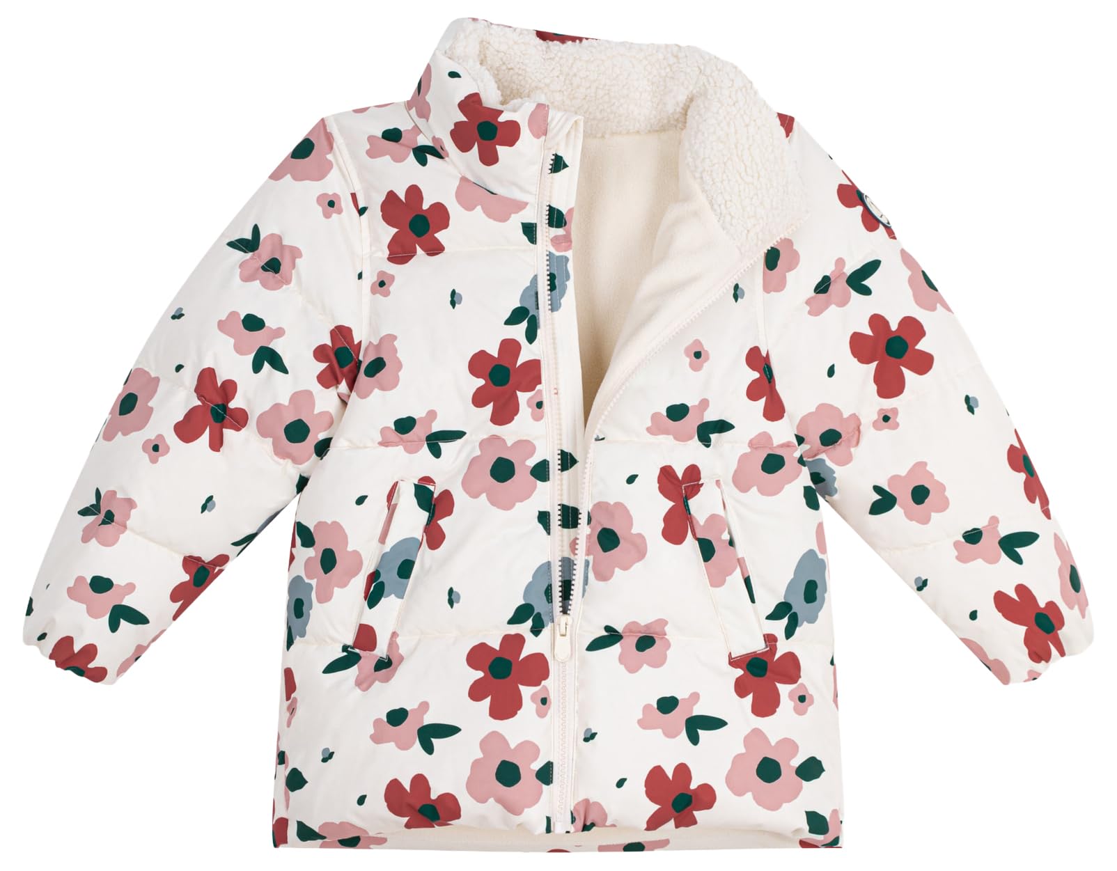 Petit Bateau Piumino Bambino con Fiori, 10 Anni, Milk/Multico