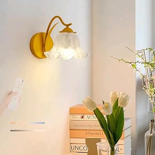Lámparas de Pared, Lámparas de Pared Led Diseño de Flores Interiores Lámpara de Pared con Control Remoto Oscurecimiento de la Pared para Sala de Estar Oficina Dormitorio/Amarillo