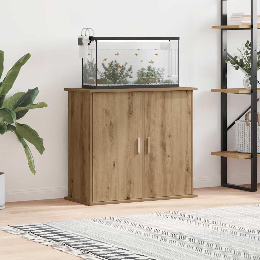 Aquariumständer Artisan Oak Holzwerkstoff 81 x 36 x 73 cm Stabiler Unterschrank mit Stauraum und Türen für Wohnzimmer Flur Büro sichere Halterung und Organisation von Aquarium Zubehör