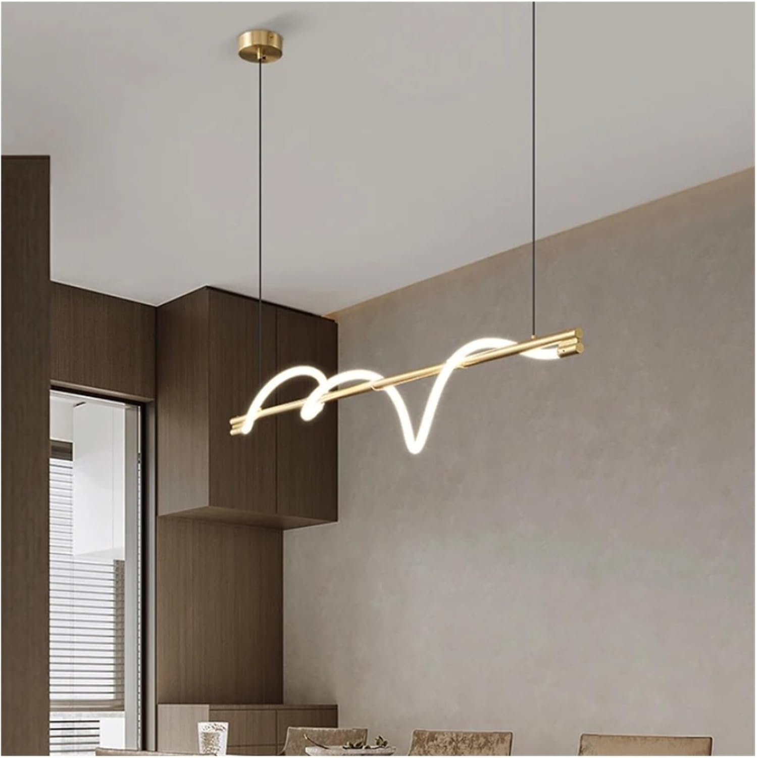 Modern Black Copper LED Long Chlier Lamp for Dining Room, Living Room, Kitchen, and Office - Ele Sconce Lighting Fixture