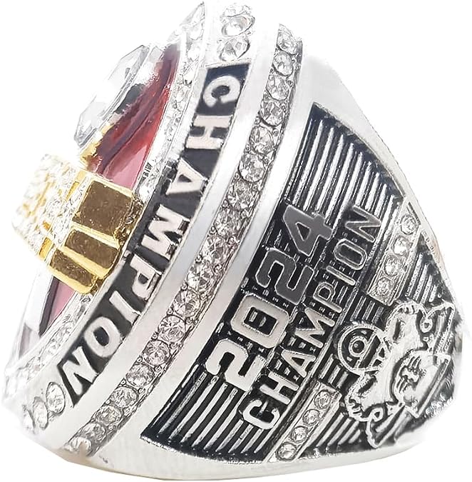 Fantasy Football Ring 2024 With Box | Heavy FFL Championship Ring | Gold Silver Tone Plated Award Trophy for Fantasy Football League Winner