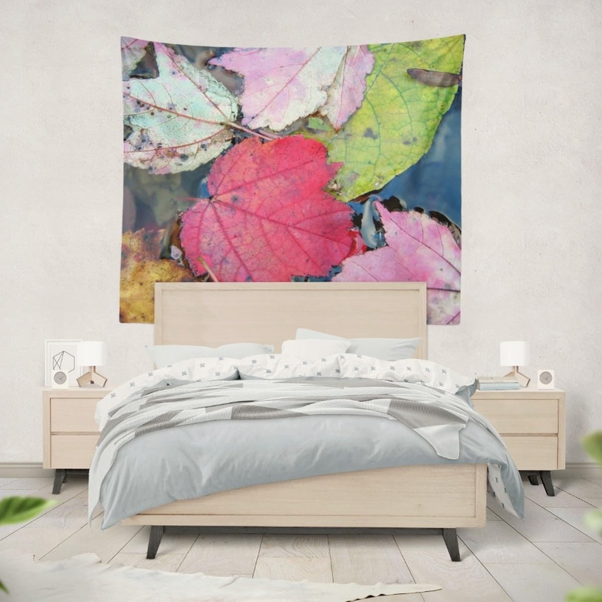 Arazzo Per Divano Telo Per Muro Camera Foglia Di Acero Arazzo Da Parete Antico Decorazione Murale Ragazza Rosso Tessuto Stampato Per Decorazioni Murali 200x200 CM