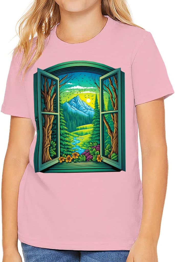 Nature Print Kids' T-Shirt - Mountain T-Shirt - Colorful Tee Shirt for Kids