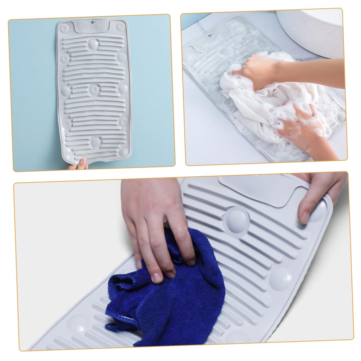 Yardenfun Tabla de Lavar Portátil para Lavar Ropa y Pañales con Ventosa de TPR Antideslizante Diseño Multifuncional para Baño y Viajes