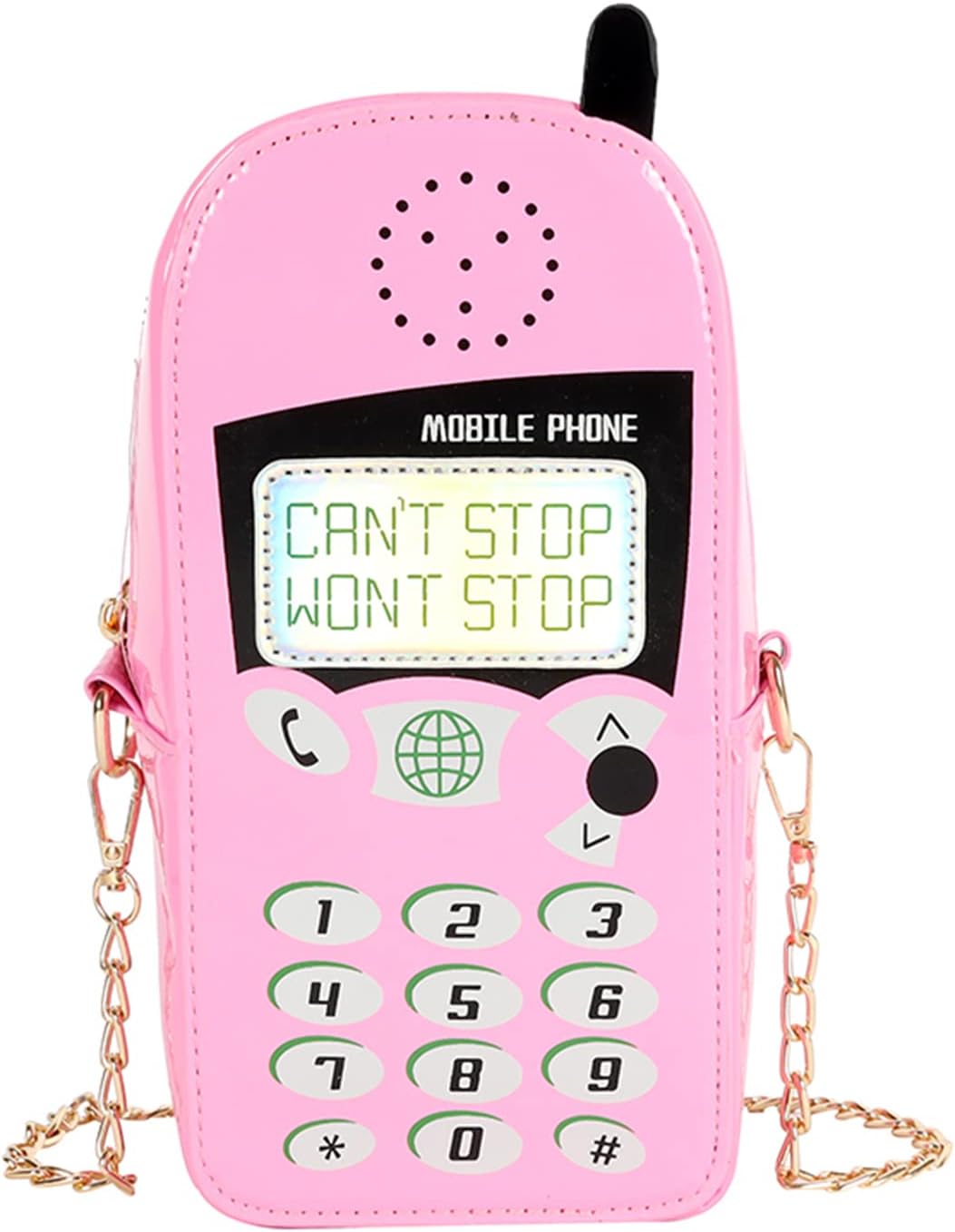 KUANG! Women Cute Digital Mobile Phone Shaped Shoulder Bag Funny Crossbody Bag Pu Messenger Chain Purse for Girls