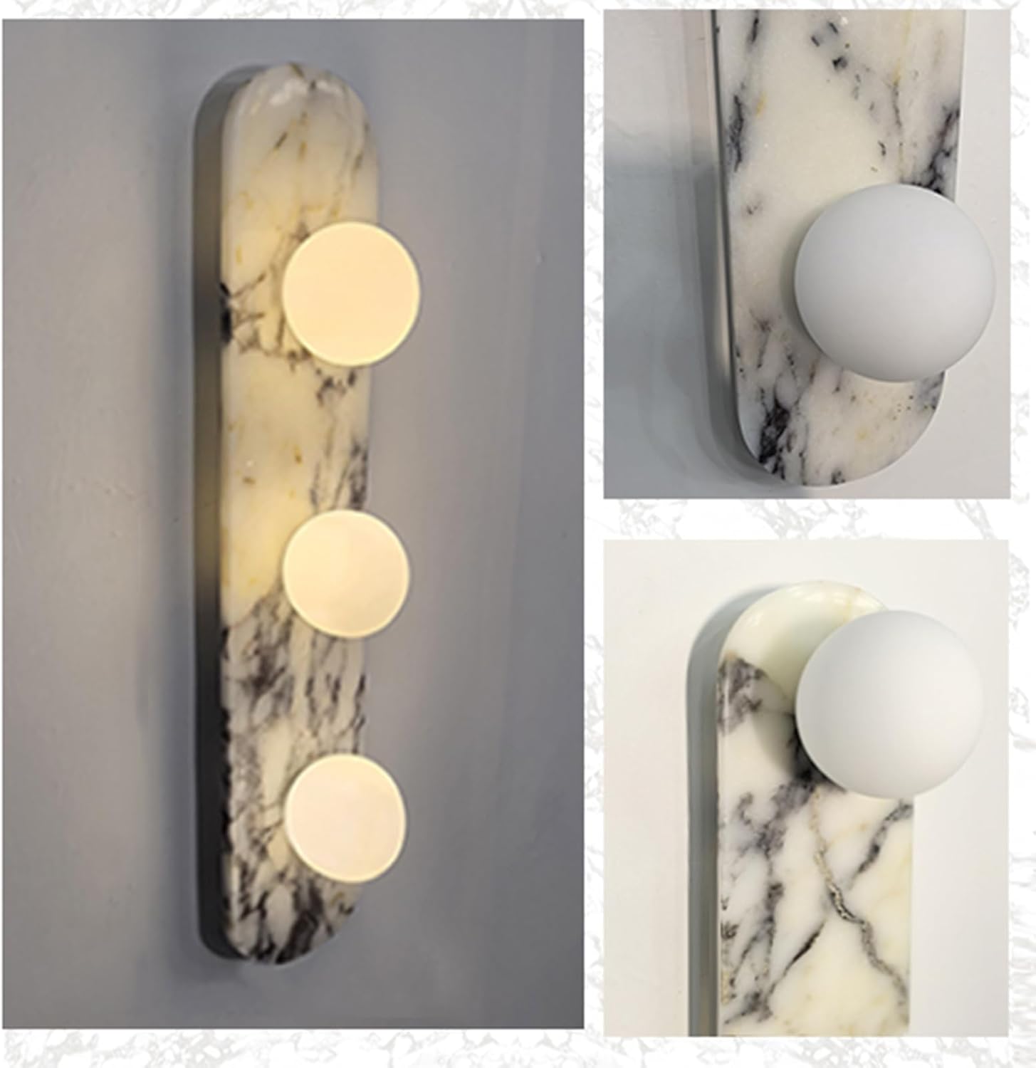 Natural Marble Wall Sconces, 2-Light Alabaster Wall Light, Hardwired Wall Light Fixtures, Modern Wall Mount Wall Lights for Dining Room Stairs Bedroom