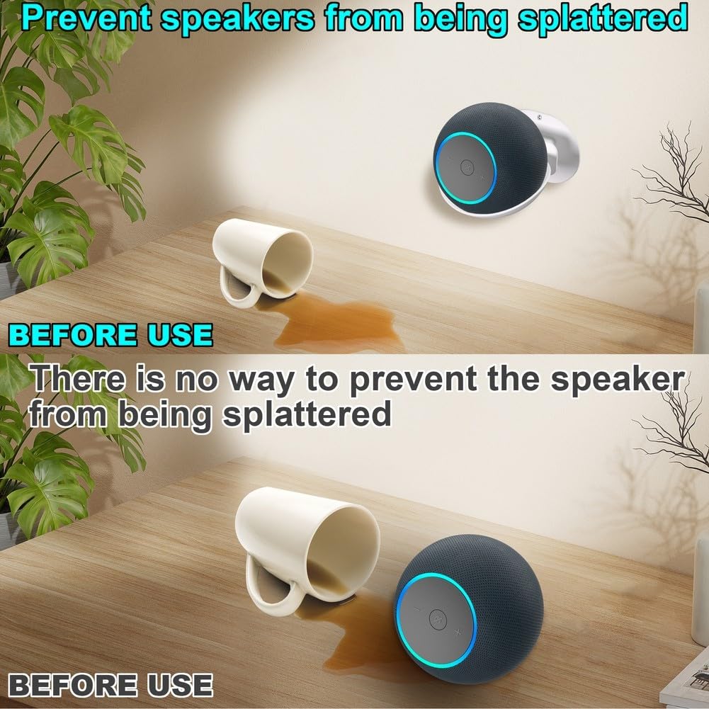 Supporto da parete per Echo Dot Max, staffa salvaspazio in ABS con gestione dei cavi, per supporto da parete Echo Dot Max (nero)
