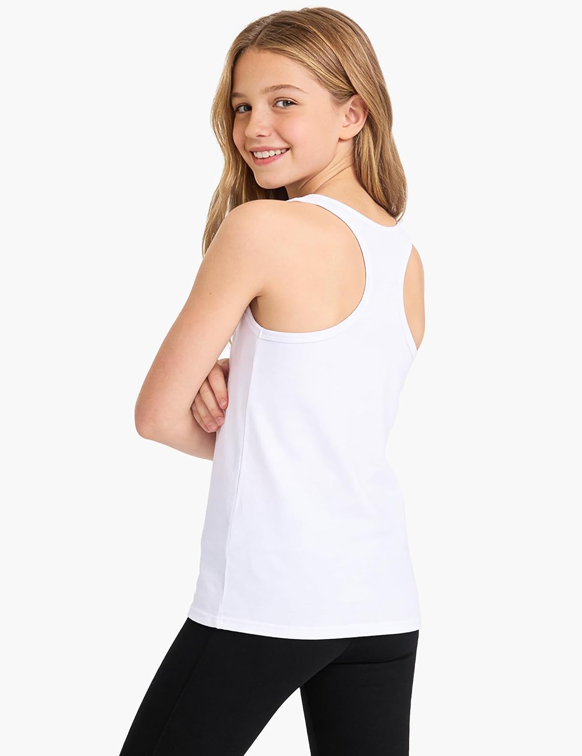 Auranso Girls Tank Tops Cotton Sleeveless Undershirts Athletic Shirts Racerback Dance Outfit Workout Tops