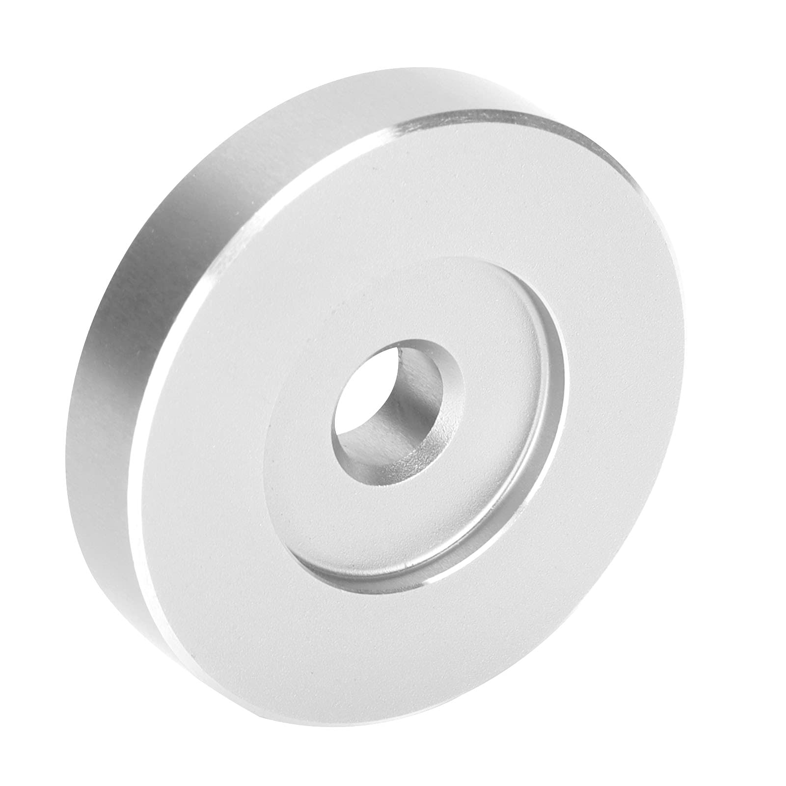 Adattatore per 45 Giri/min, Morsetto per Dischi con Foro Grande 38mm x 8mm Alluminio per Giradischi 7 Pollici (Silver)